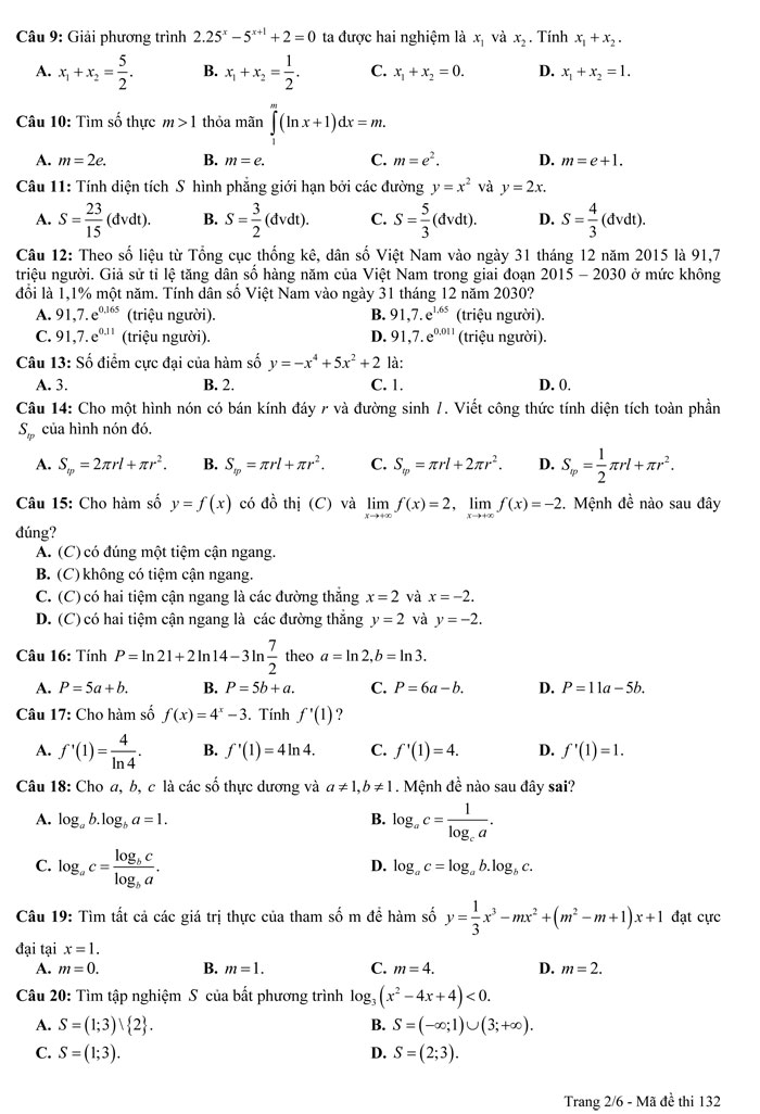 Đề thi thử THPT Quốc gia năm 2017 môn Toán