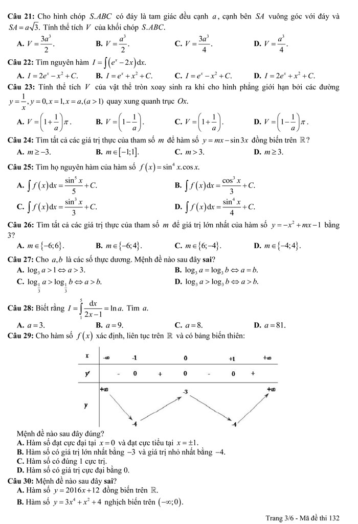 Đề thi thử THPT Quốc gia năm 2017 môn Toán