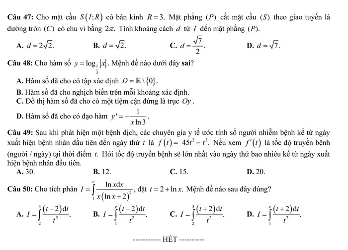 Đề thi thử THPT Quốc gia năm 2017 môn Toán
