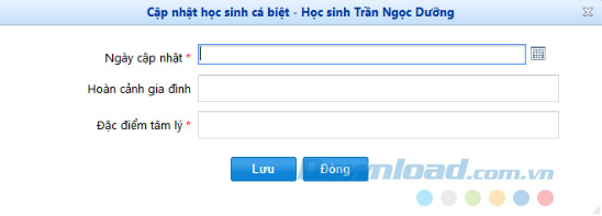 Thông tin học sinh cá biệt