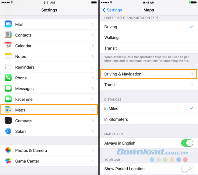 Đi đến mục Settings trên thiết bị