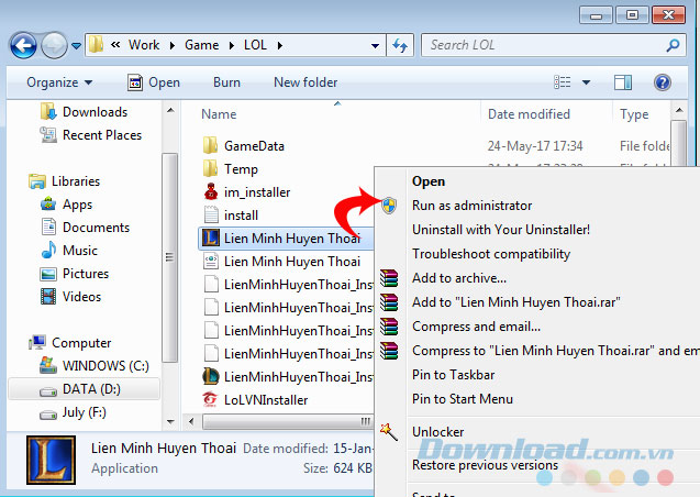 Chạy bằng quyèn admin Chạy bằng quyèn admin