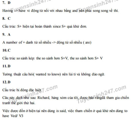 Đáp án đề thi thử môn tiếng Anh THPT Quốc gia 2017 Đáp án đề thi thử môn tiếng Anh THPT Quốc gia 2017