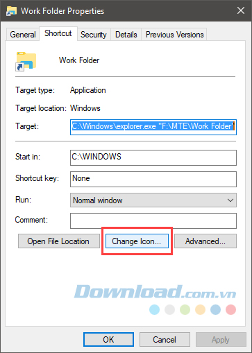 Click vào Change Icon Click vào Change Icon