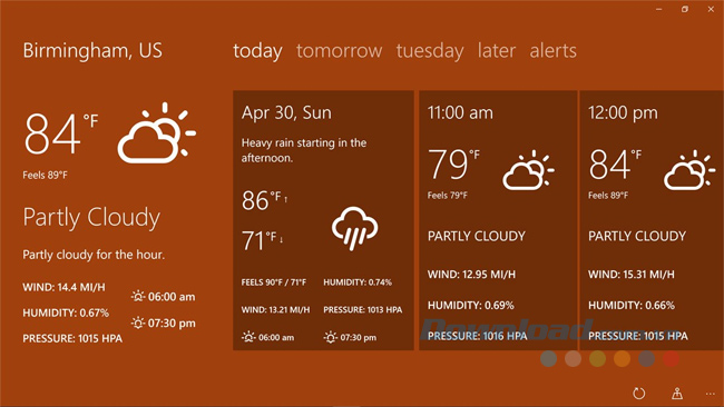 Hiển thị thông tin thời tiết