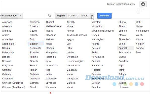 Các ngôn ngữ Google Dịch hỗ trợ