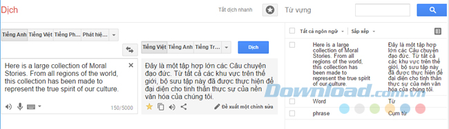 Tính năng Phrasebook