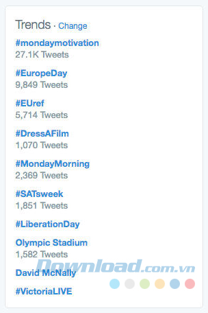 Bảng xu hướng trên Twitter Bảng xu hướng trên Twitter