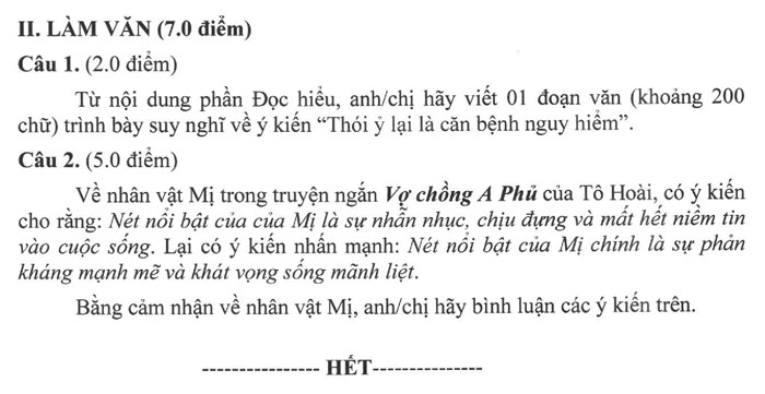 Đề thi thử thpt quốc gia 2017 môn Ngữ văn
