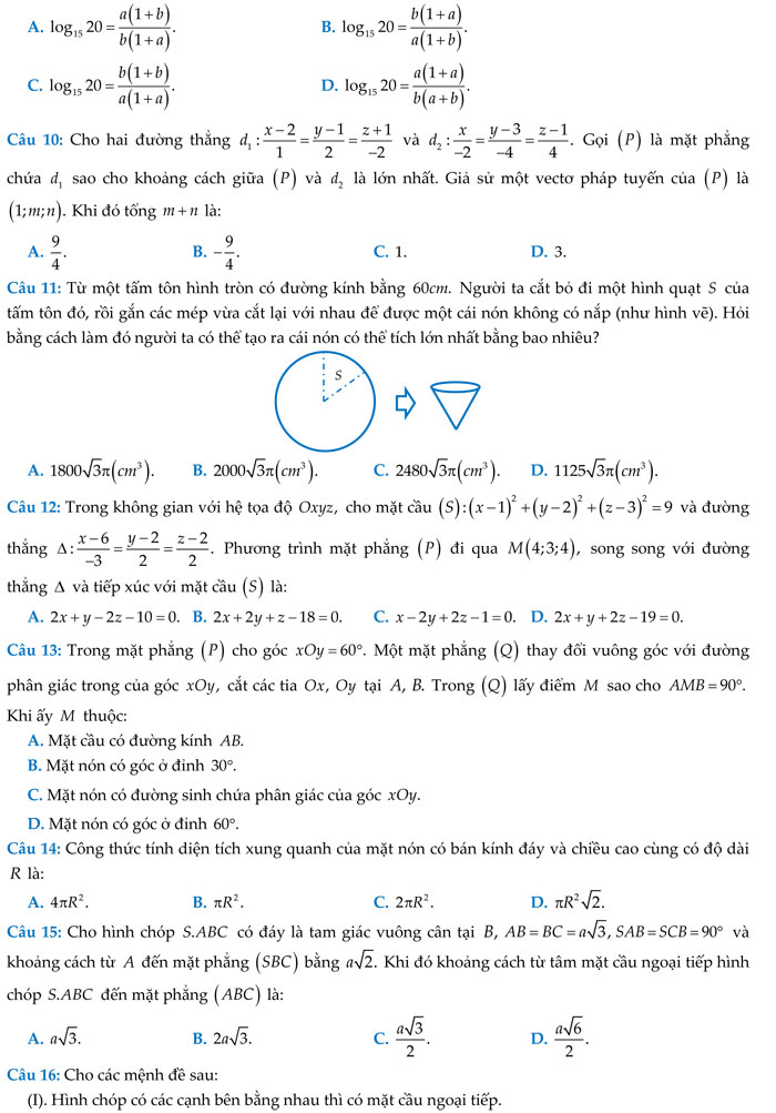 Đề thi thử THPT Quốc gia năm 2017 môn Toán