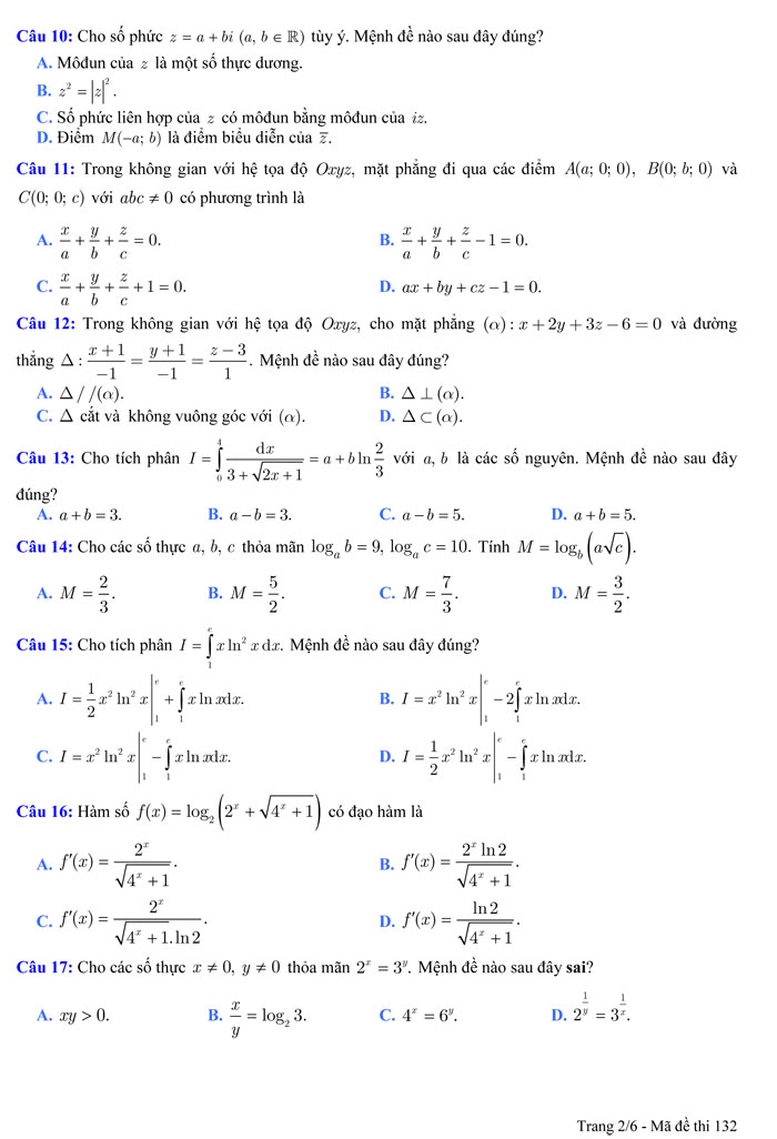 Đề thi thử THPT Quốc gia 2017 môn Toán