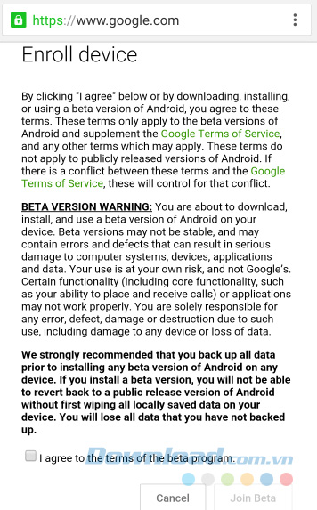 Đồng ý với các điều khoản và chọn Join Beta Đồng ý với các điều khoản và chọn Join Beta