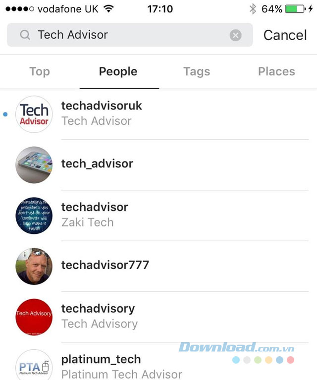 Tìm kiếm trên Instagram