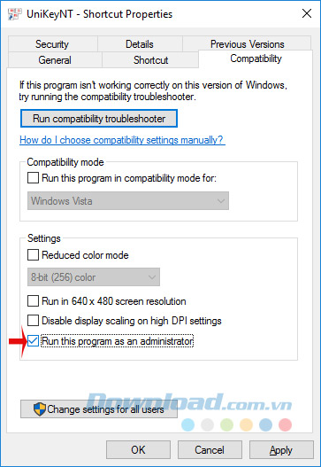 Chạy dưới quyền Admin