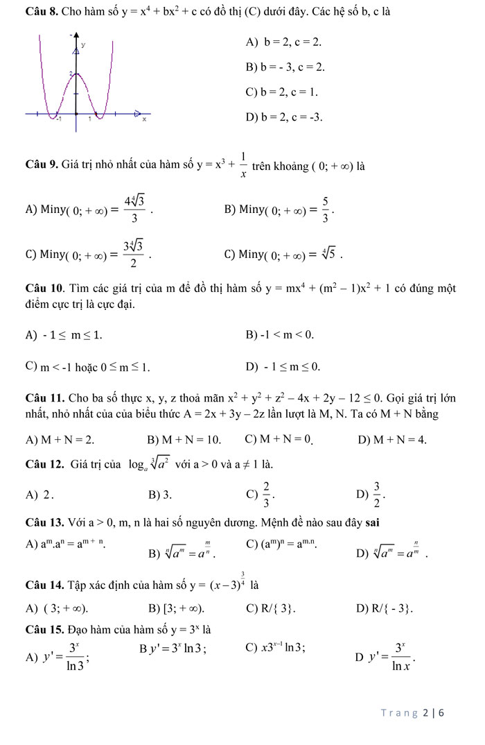 Đề thi thử THPT Quốc gia 2017 môn Toán