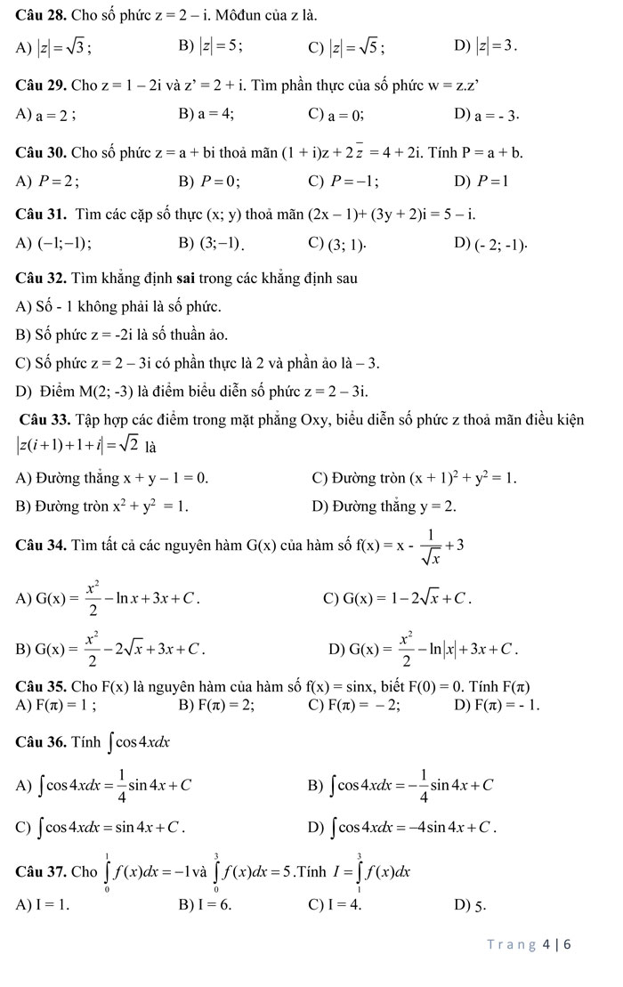 Đề thi thử THPT Quốc gia 2017 môn Toán