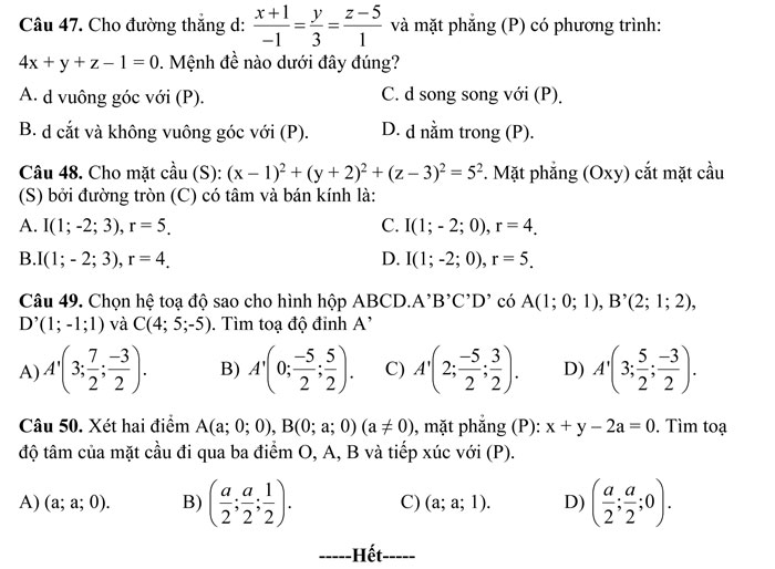 Đề thi thử THPT Quốc gia 2017 môn Toán