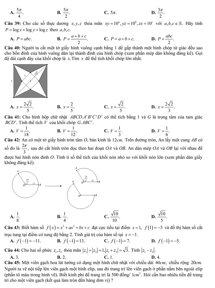 Đề thi thử THPT Quốc gia 2017 môn Toán