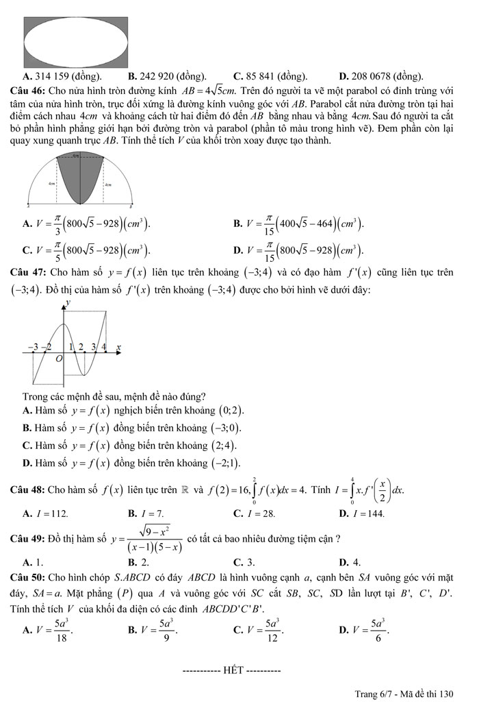 Đề thi thử THPT Quốc gia 2017 môn Toán