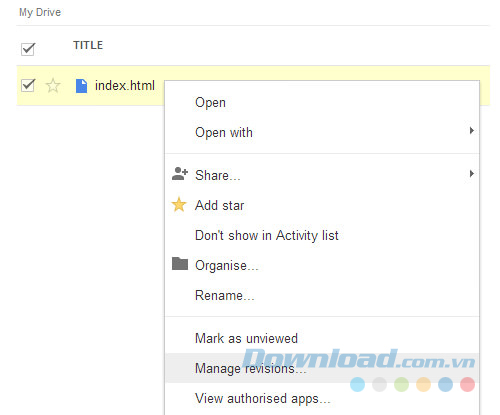 Tắt tự động xóa các phiên bản file Tắt tự động xóa các phiên bản file