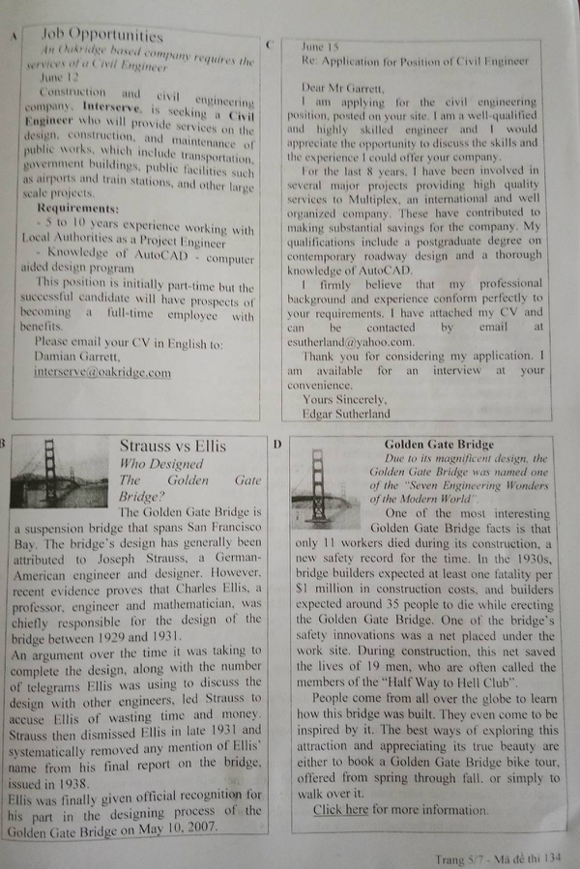 Đề thi tuyển sinh vào lớp 10 môn Tiếng Anh