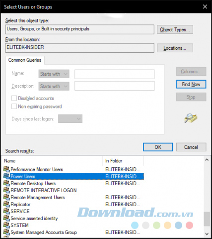 Chọn một hoặc một nhóm người dùng