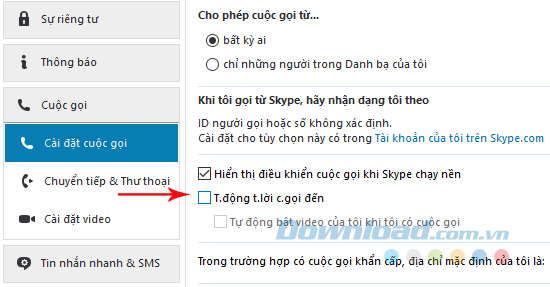 Kích hoạt trả lời cuộc gọi từ động Kích hoạt trả lời cuộc gọi từ động