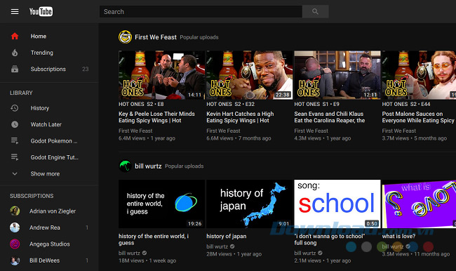 Chế độ giao diện tối của YouTube