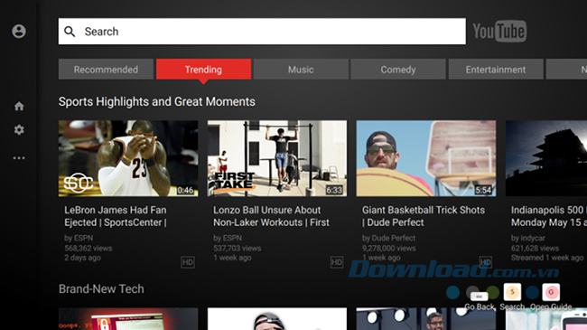 Giao diện màn hình lớn