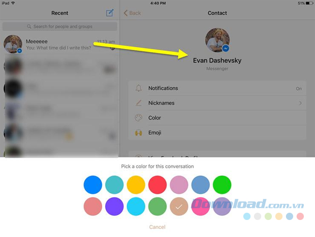 Thiết lập màu sắc cho emoji hoặc hình nền chat Thiết lập màu sắc cho emoji hoặc hình nền chat