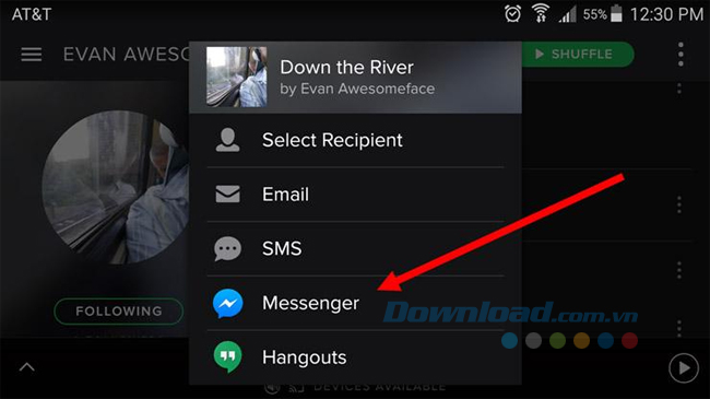 Gửi bài hát trên Spotify qua Messenger Gửi bài hát trên Spotify qua Messenger