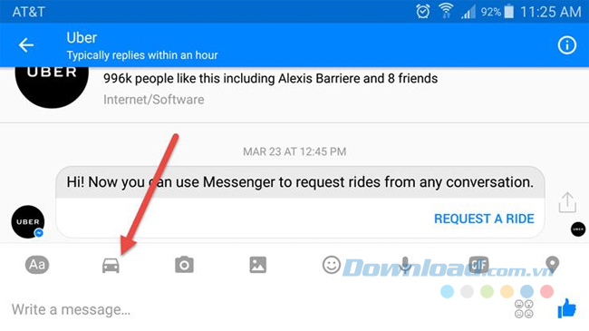 Gọi xe qua Messenger Gọi xe qua Messenger