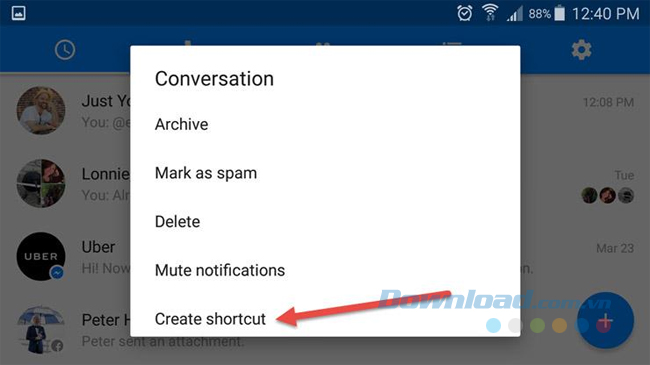 Tạo một phím tắt truy cập nhanh (cho Android)