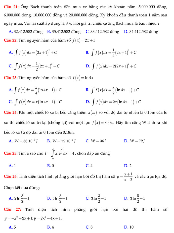 Đề thi thử THPT Quốc gia 2017 môn Toán