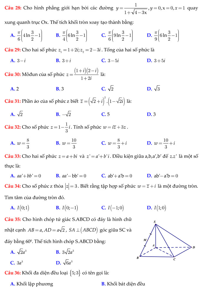 Đề thi thử THPT Quốc gia 2017 môn Toán