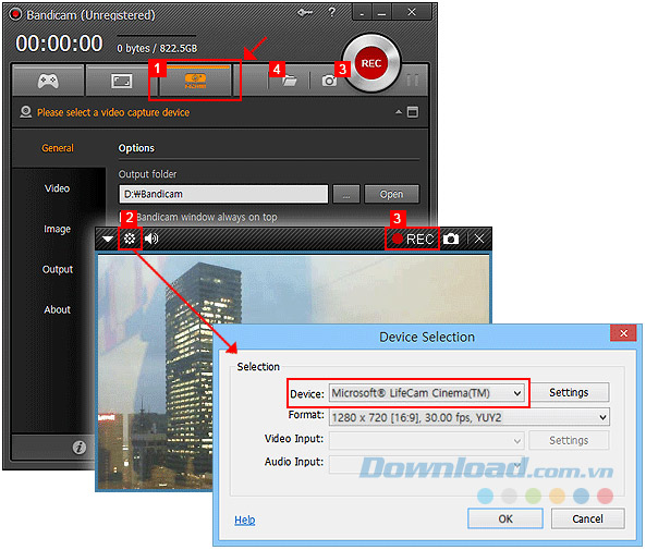 Quá trình thiết lập chế độ Device Recording Quá trình thiết lập chế độ Device Recording