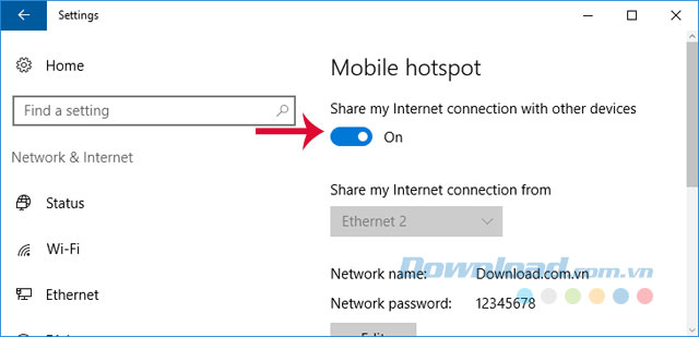 Bật trạm phát wifi Bật trạm phát wifi