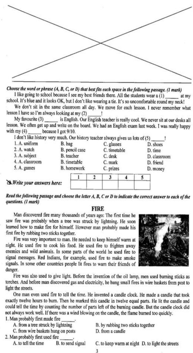 Đề thi vào lớp 10 môn tiếng Anh