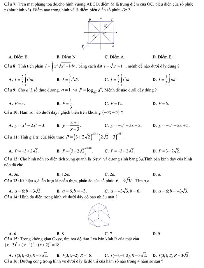 Đề thi thử THPT Quốc gia 2017 môn Toán