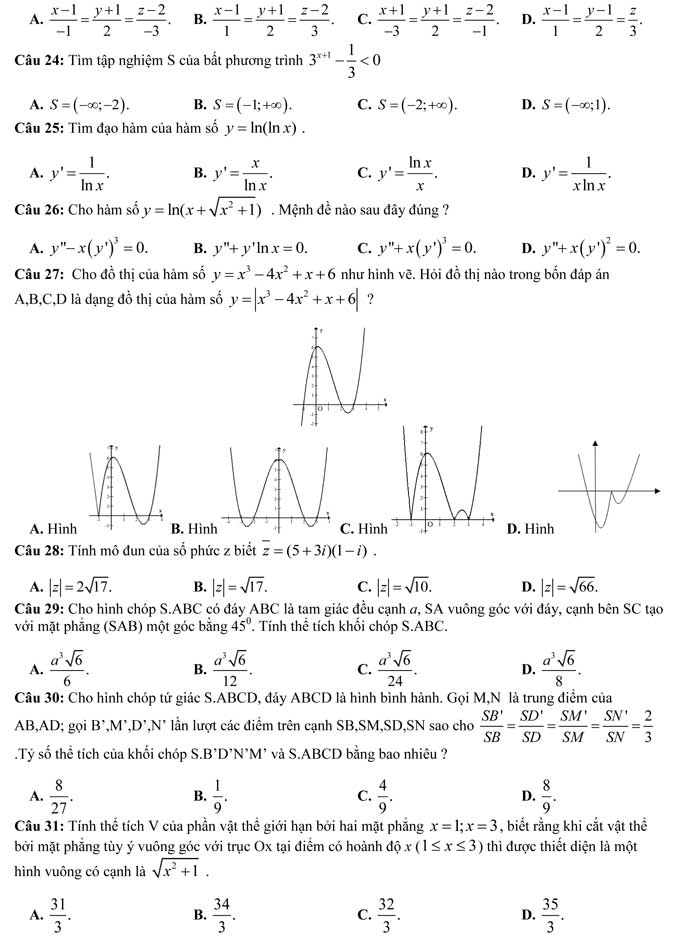 Đề thi thử THPT Quốc gia 2017 môn Toán