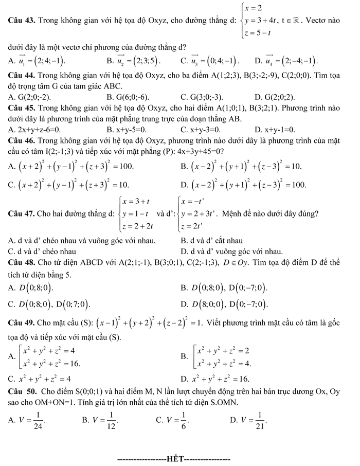 Đề thi thử THPT Quốc gia 2017 môn Toán Đề thi thử THPT Quốc gia 2017 môn Toán
