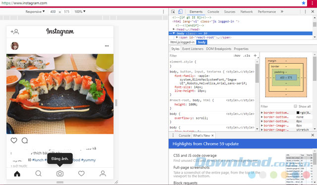 Mở Developer Tool trên Chrome Mở Developer Tool trên Chrome