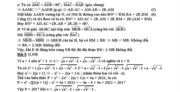 Đáp án đề thi vào lớp 10 môn Toán tỉnh Quảng Ngãi