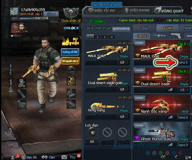 Trang bị vũ khí Trang bị vũ khí