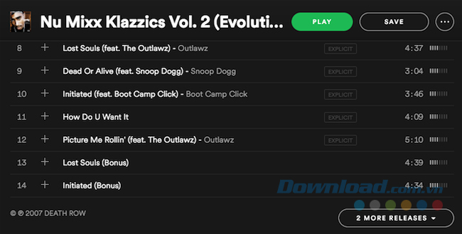 Tìm phiên bản sạch của các bài hát hoặc album