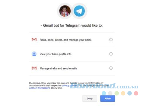 Chọn Allow để cho phép Chọn Allow để cho phép