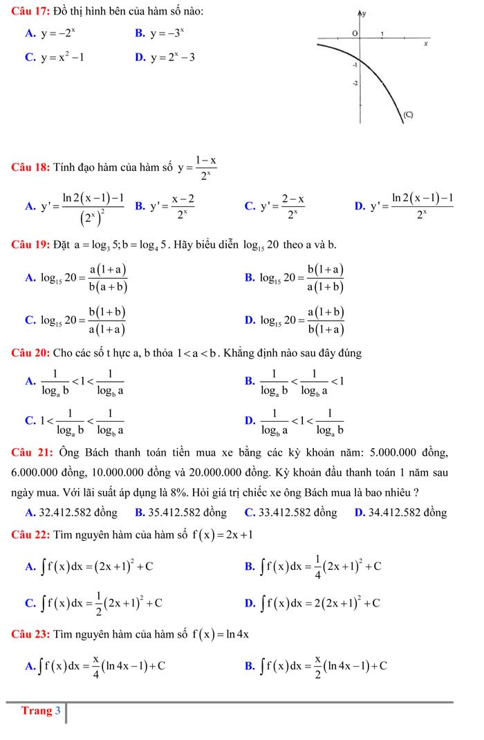 Đề thi thử THPT Quốc gia 2017 môn Toán