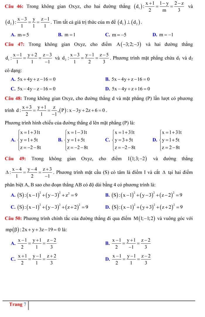 Đề thi thử THPT Quốc gia 2017 môn Toán