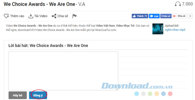 Đồng ý đăng lời bài hát