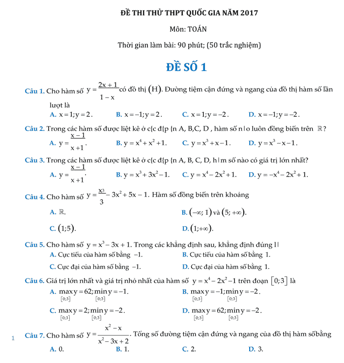 Bộ đề 8 điểm thi thử THPT Quốc gia 2017 môn Toán